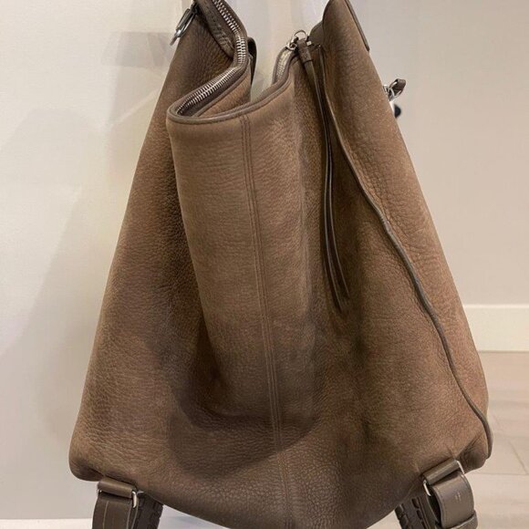 All Saints Leather Suede Handbag Backpack Hybrid Large with Woven Straps - Picture 10 of 12